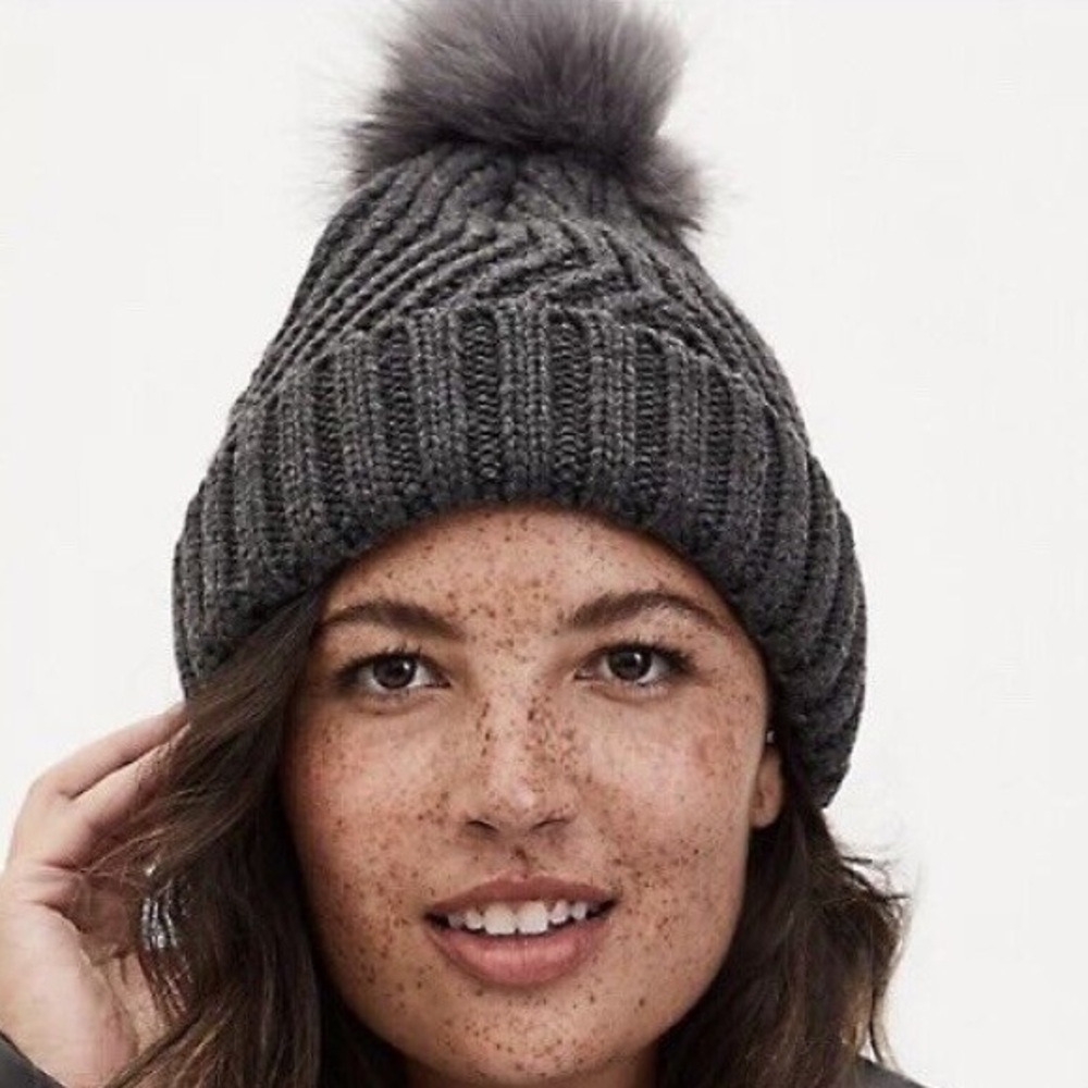 Torrid Grey Beanie with Pom NWT